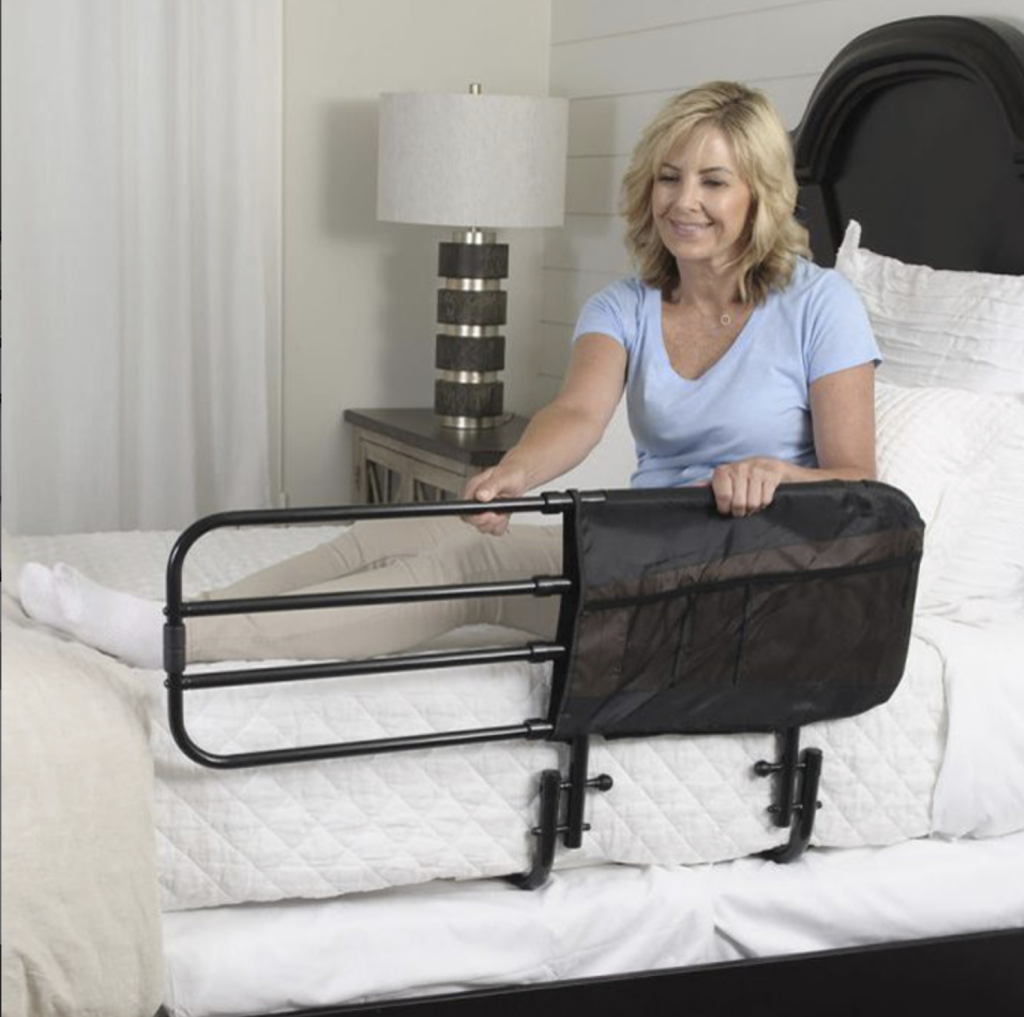 Ez Adjustable Bed Rail - Safety Hand Rails Pivot Down